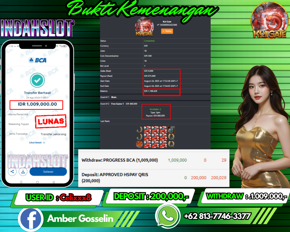 INDAHSLOT KOI GATE  Rp.1.009,000,- LUNAS!!