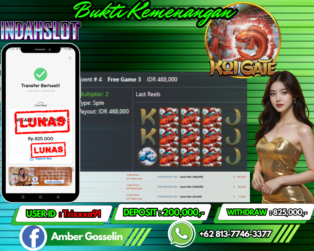 INDAHSLOT KOI GATE Rp.825,000,- LUNAS!!
