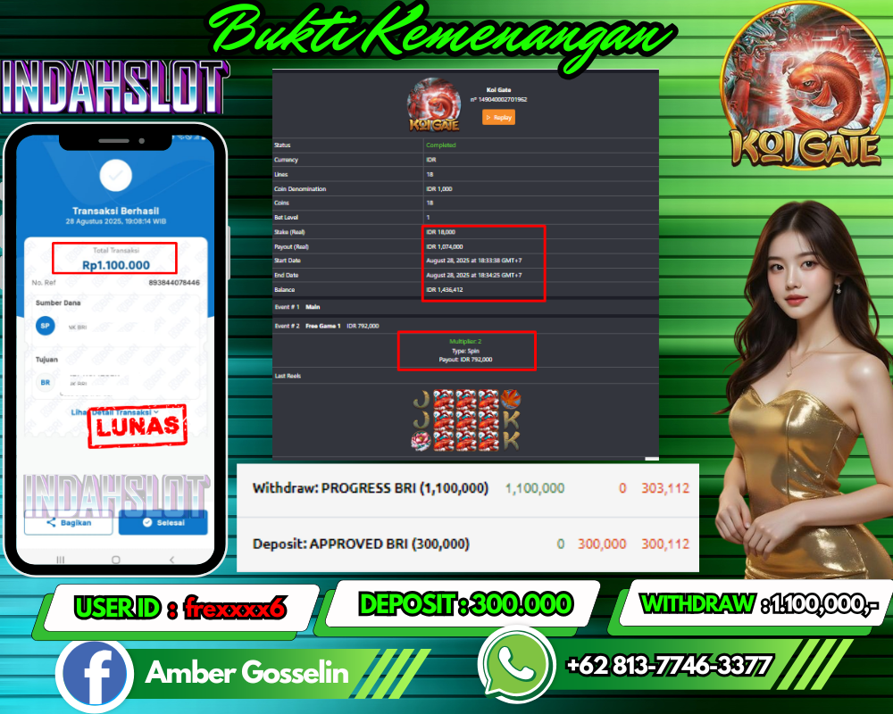 INDAHSLOT KOI GATE Rp 1.100,000,- LUNAS!!