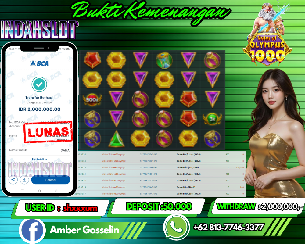 INDAHSLOT GATES OF OLYMPUS 1000 Rp 2,000,000,- LUNAS!!