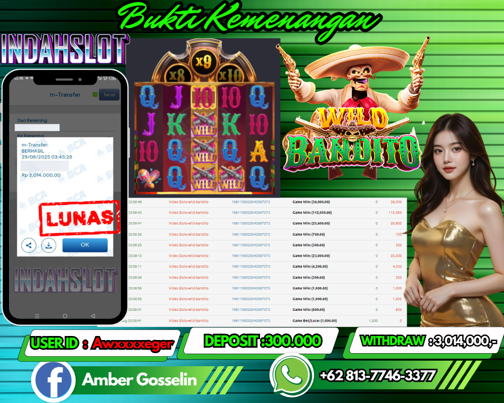 INDAHSLOT  WILD BANDITO Rp 3,014,000,- LUNAS!!