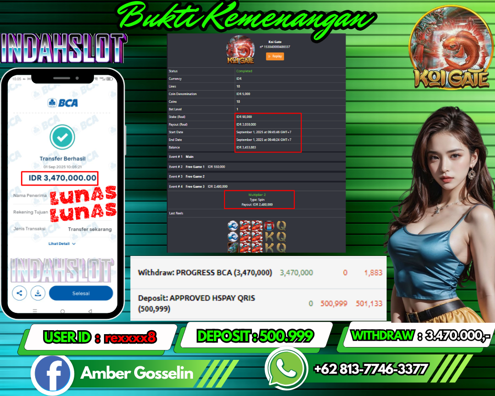 INDAHSLOT KOI GATE Rp 3.470.000,- LUNAS!!