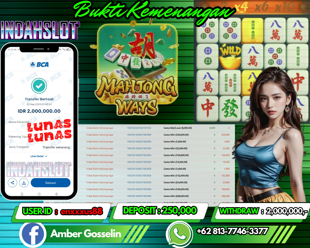 INDAHSLOT MAHJONG WAYS Rp 2,000,000,- LUNAS!!