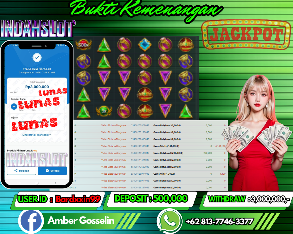 INDAHSLOT GATES OF OLYMPUS 1000 Rp 3,000,000,- LUNAS!!