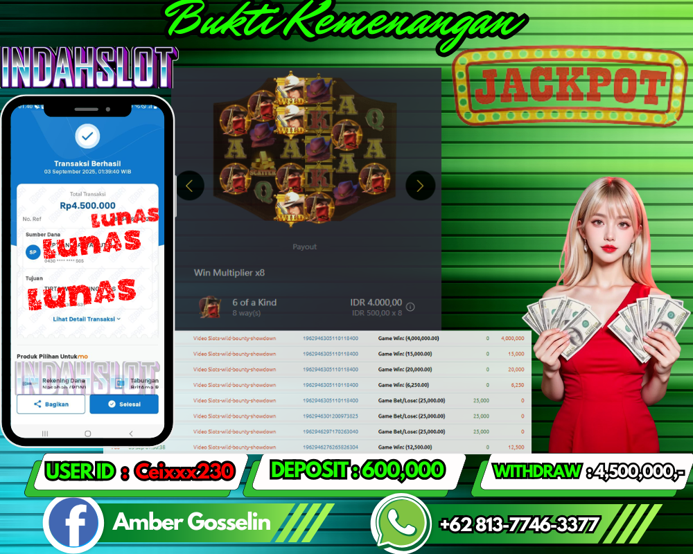 INDAHSLOT  Wild Bounty Showdown Rp 4,500,000,- LUNAS!!