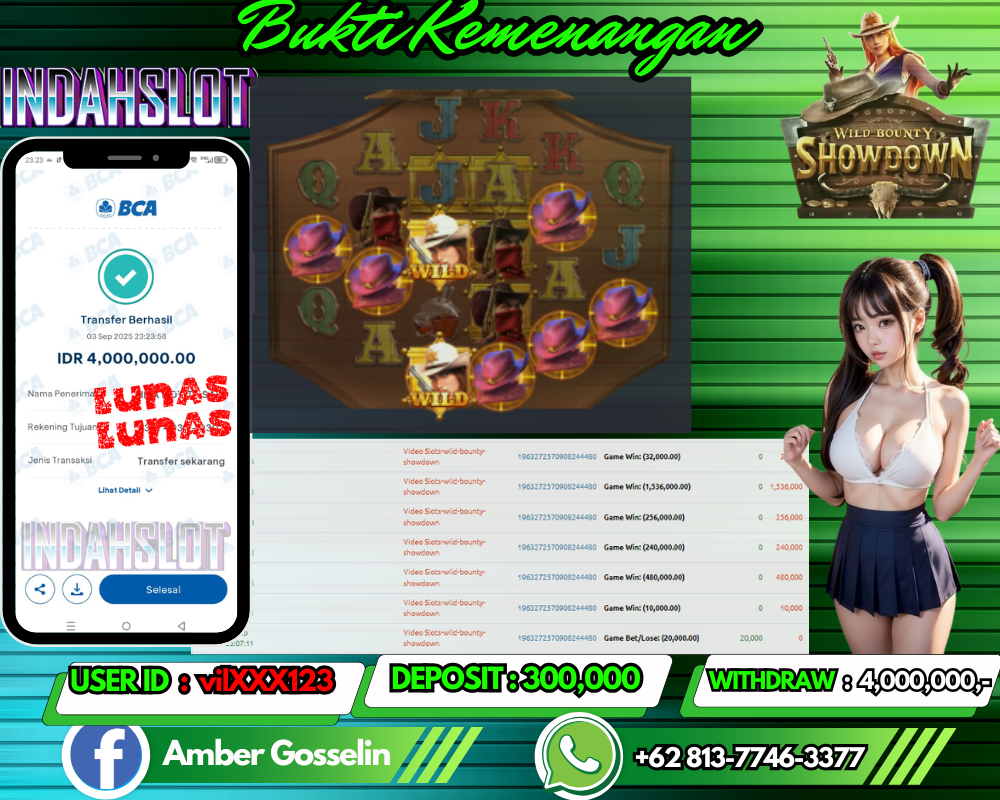 INDAHSLOT  Wild Bounty Showdown Rp 4,000,000,- LUNAS!!