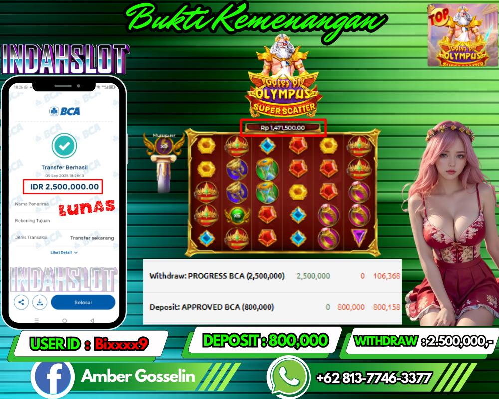INDAHSLOT Gates of Olympus Super Scatter  Rp 2.500,000,- LUNAS!!