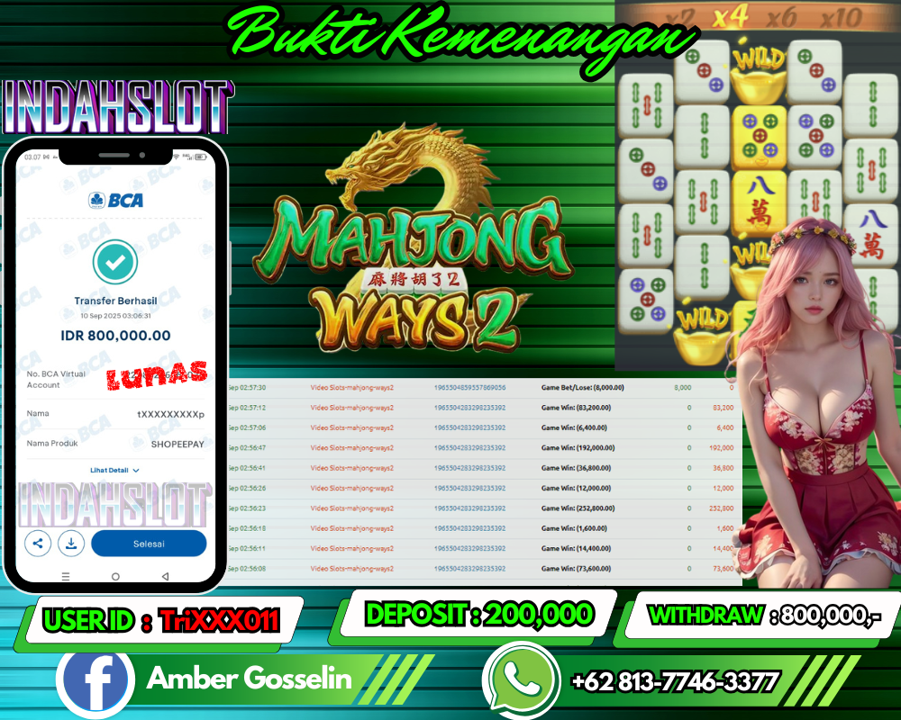 INDAHSLOT MAHJONG WAYS 2 Rp 800,000,- LUNAS!!