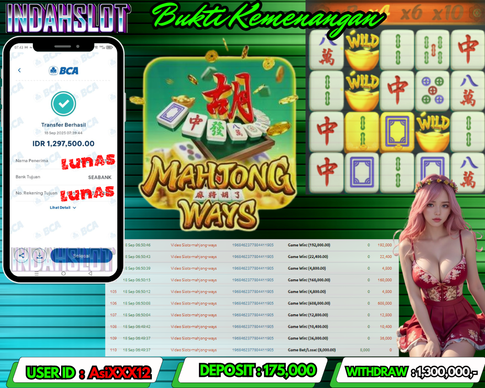 INDAHSLOT MAHJONG WAYS  Rp 1,300,000,- LUNAS!!