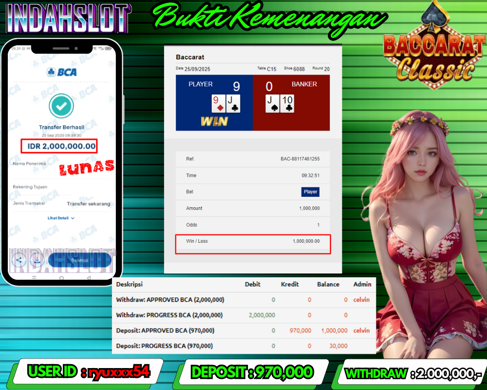 INDAHSLOT LIVE CASINO ( BACARAT )Rp 2.000,000,- LUNAS!!