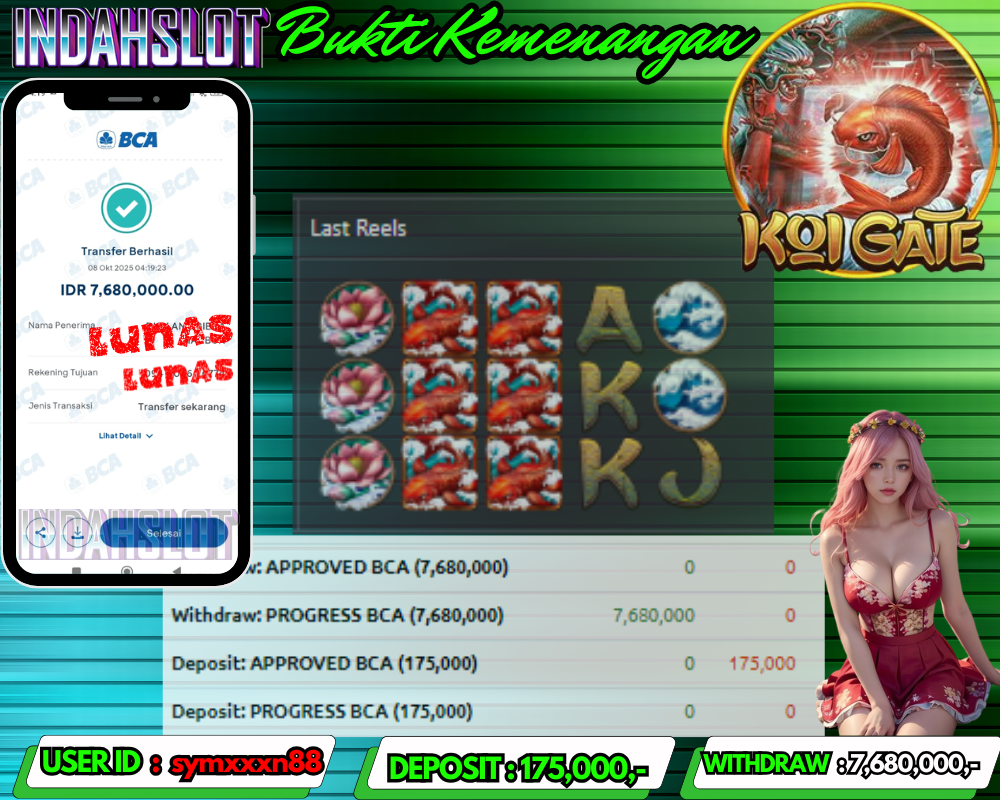 INDAHSLOT KOI GATE Rp 7,680,000,- LUNAS!!