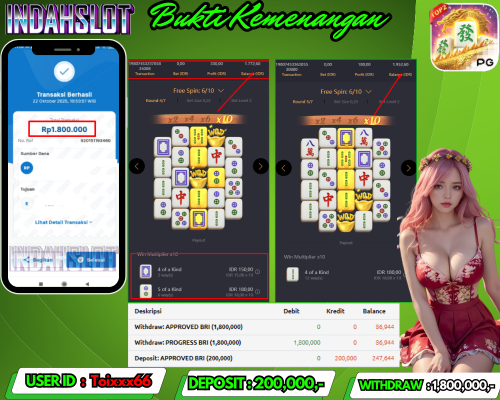 INDAHSLOT MAHJONG WAYS 2 Rp 1.800,000,- LUNAS!!