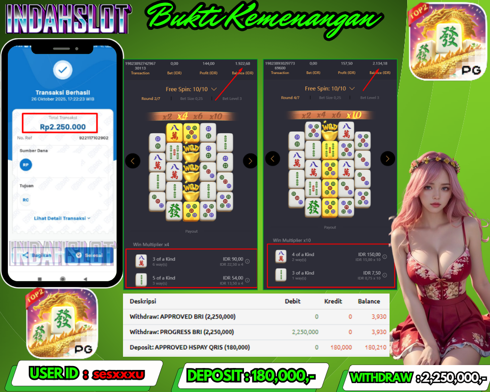 INDAHSLOT MAHJONG WAYS 2 Rp 2,250,000,- LUNAS!!