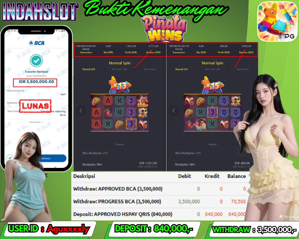INDAHSLOT PINATA WINS  Rp. 3.500,000,LUNAS