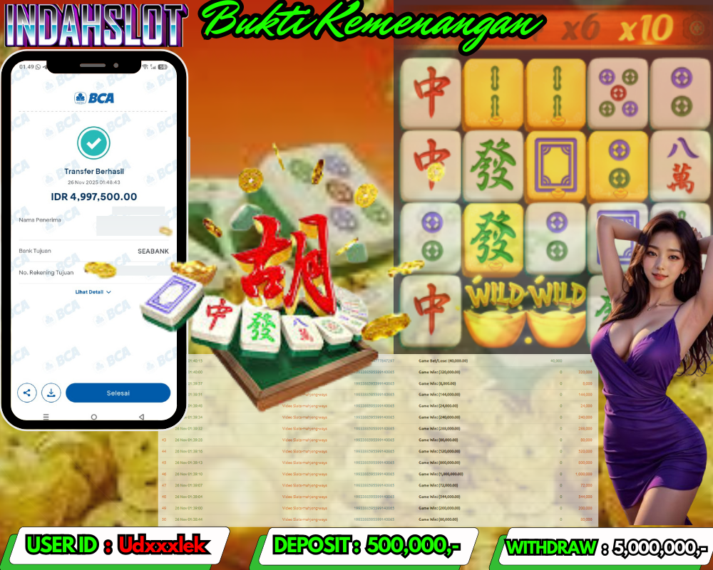 INDAHSLOT MAHJONG WAYS  Rp. 5,000,000,LUNAS