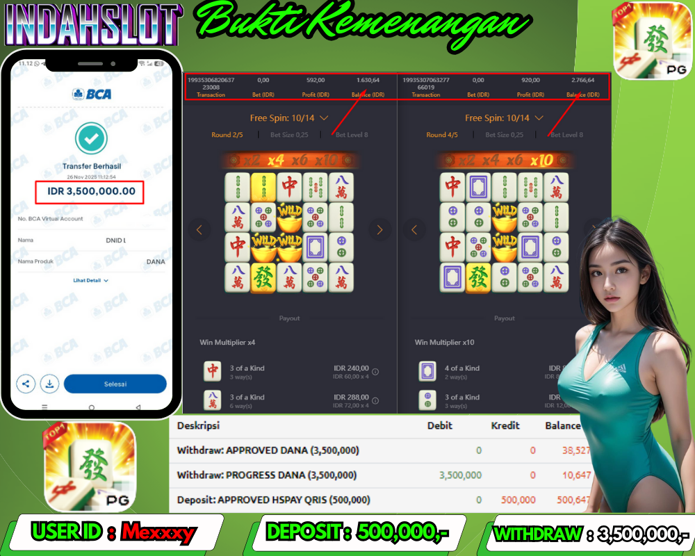 INDAHSLOT MAHJONG 1 WAYS Rp. 3,500,000,LUNAS