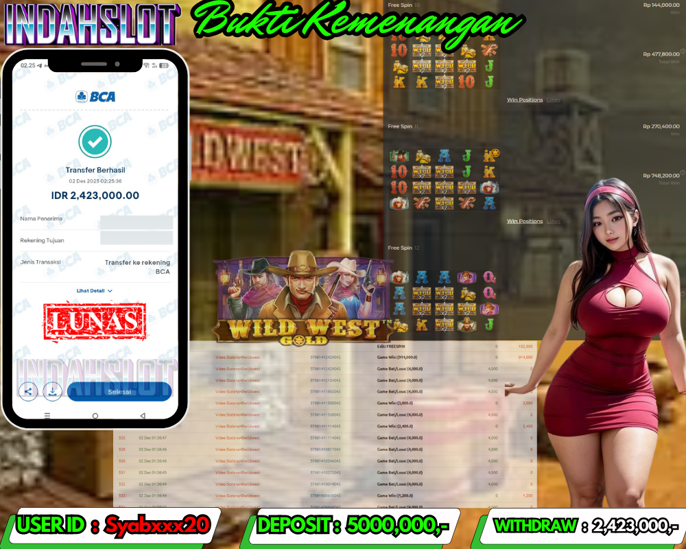 INDAHSLOT WILD WEST GOLD Rp.2,423,000 LUNAS