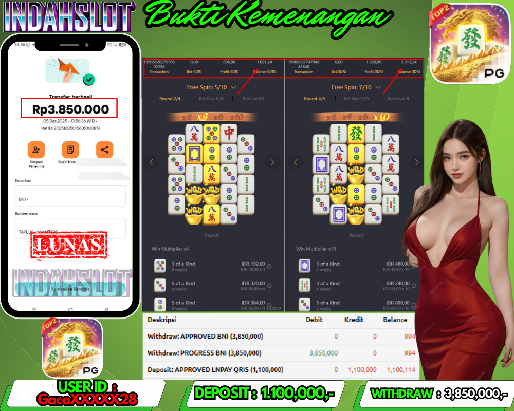 INDAHSLOT MAHJONG WAYS 2 Rp.3,850,000 LUNAS