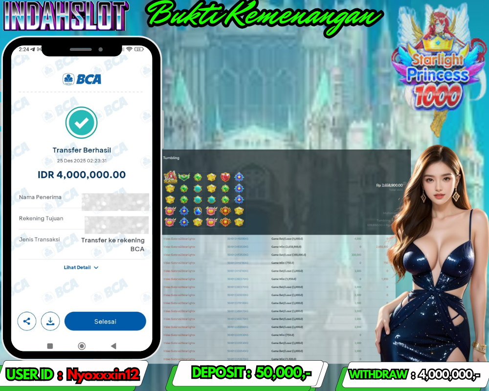 INDAHSLOT STARLIGHT PRINCESS 1000 Rp.4,000,000LUNAS