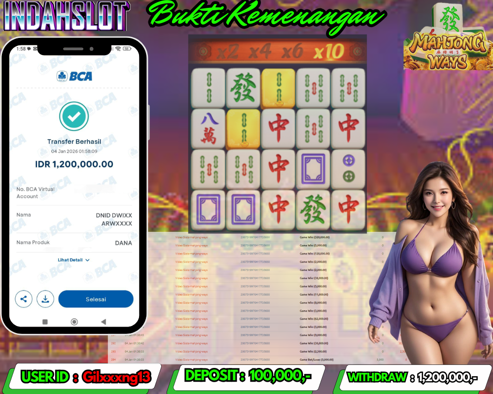 INDAHSLOT MAHJONG WAYS Rp.1,200,000 LUNAS